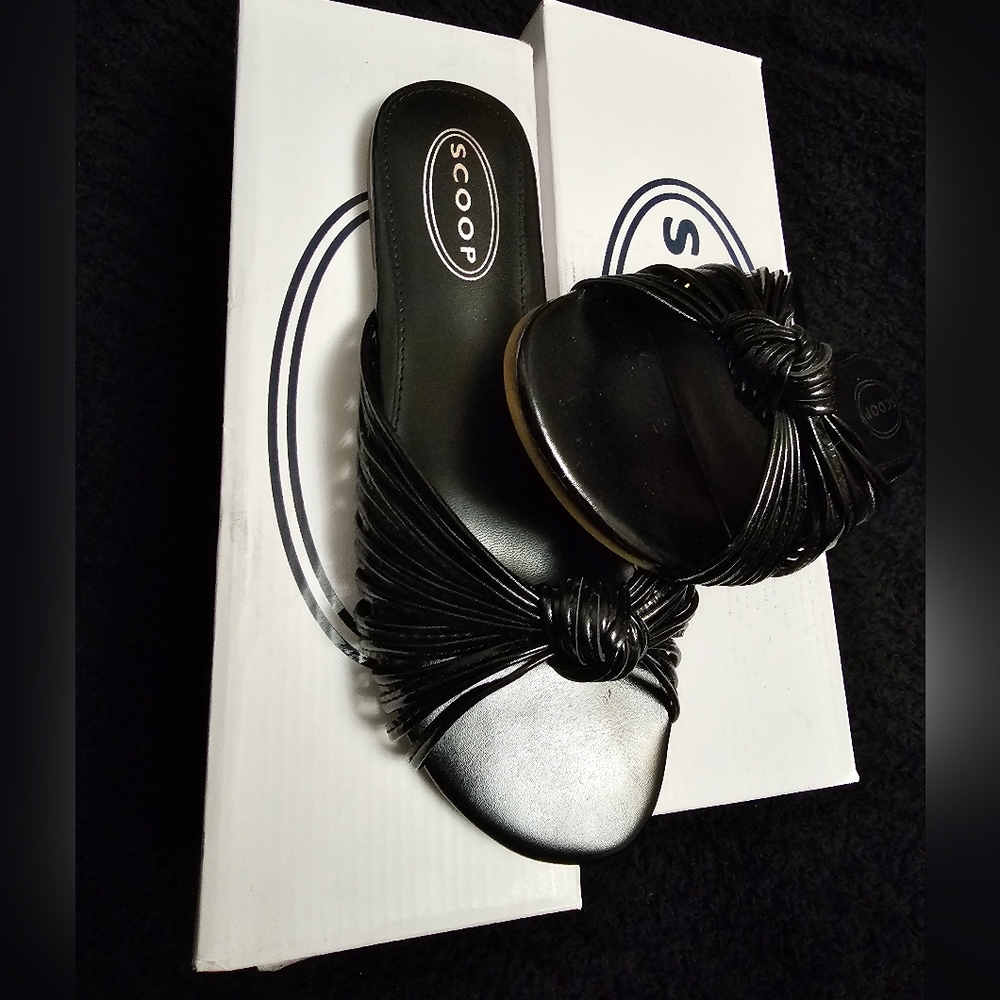 Scoop Braided Knot Slide Sandals Women's Size 6.5 Black New in Box - Picture 3 of 9